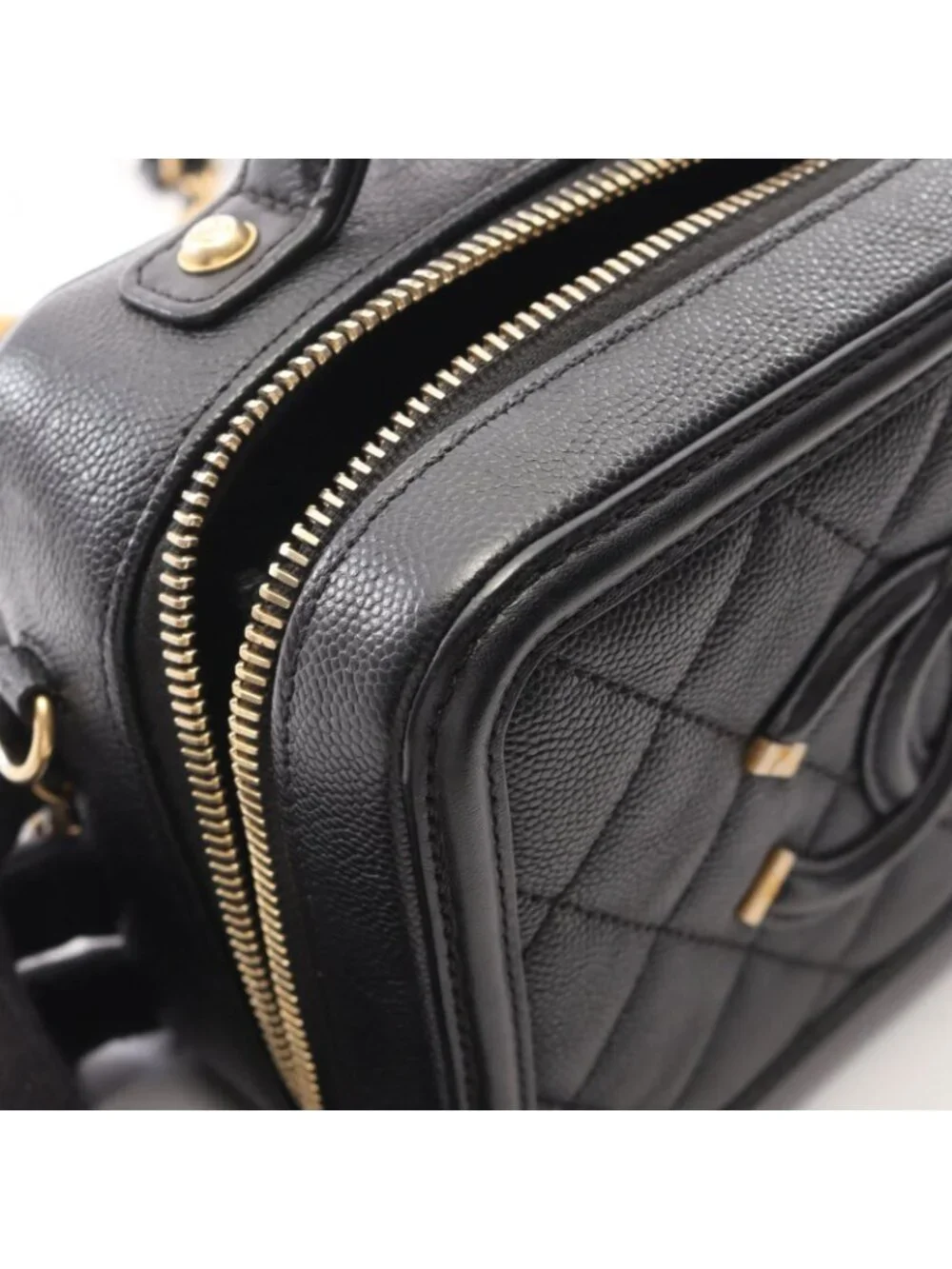 Chanel Shoulder Bag CC Figry Small Vanity 2-Way Black Caviar Leather CC Quilted